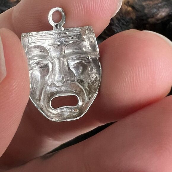 Vintage Sterling Silver Charm Theater Mask Drama Club Performance Arts Thespian - Picture 5 of 8